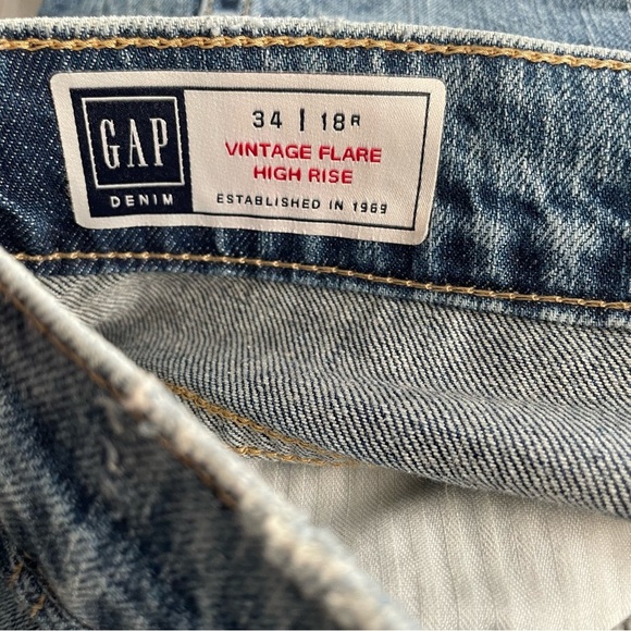 GAP Vintage Flare High Rise Distressed Denim Jeans Plus Size 18R NWT - Picture 5 of 5